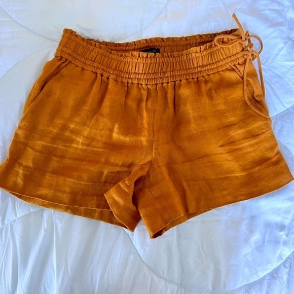 J. Crew Burnt Orange Linen Side Tie Shorts - Picture 4 of 5